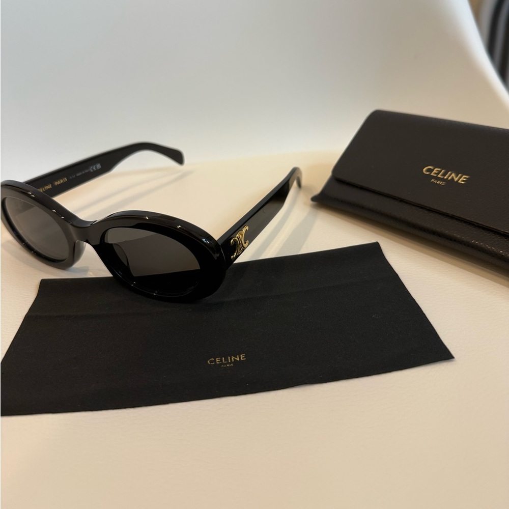 Celine Triomphe Oval Sunglasses in Black